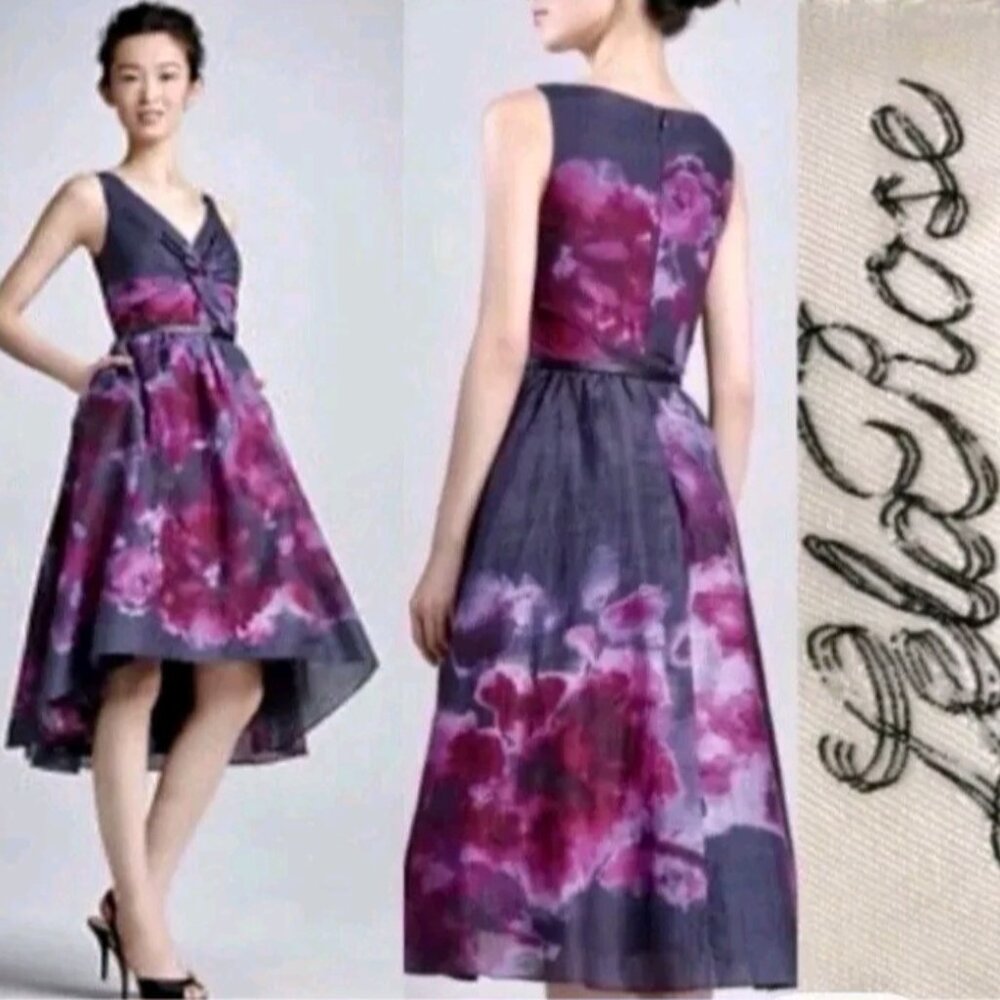 Target Neiman Marcus Lela Rose Watercolor High-Low Dress Womens Size 4